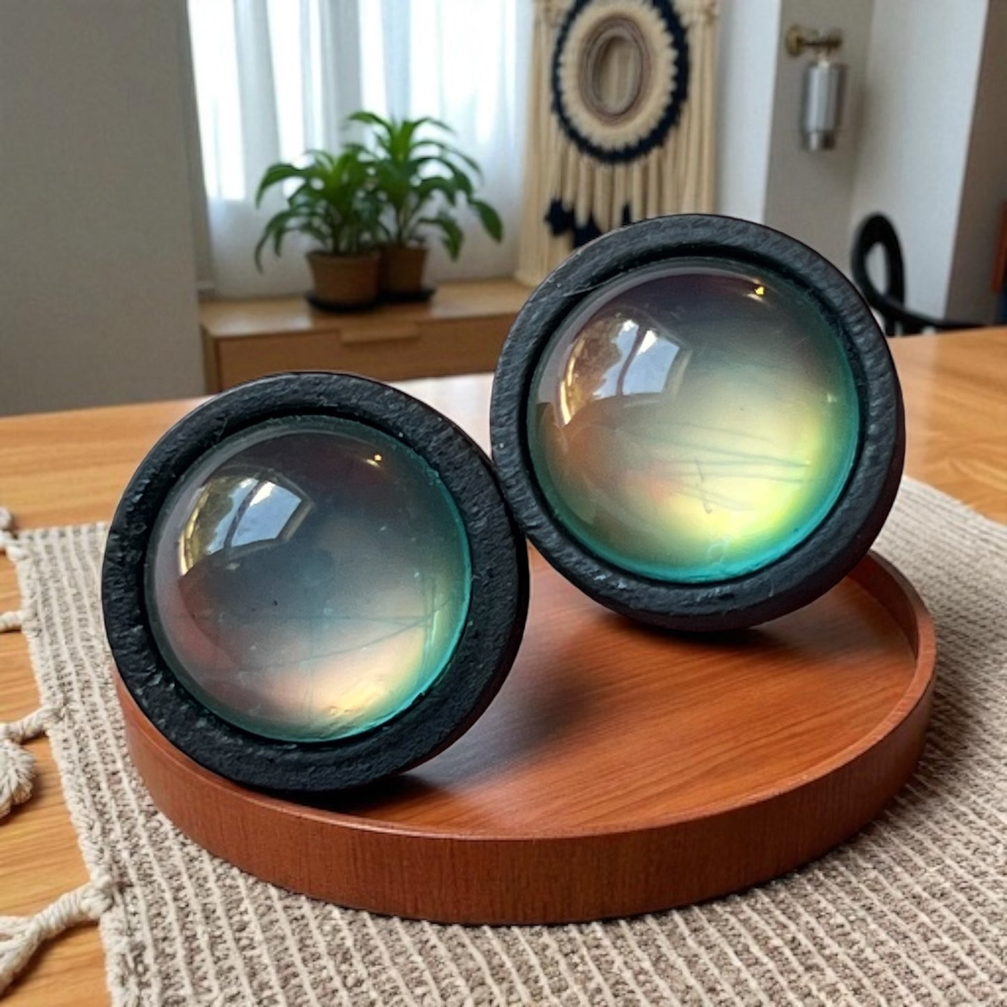 Iridescent Dome Stud Earrings – Bold Handmade Galaxy-Inspired Jewelry