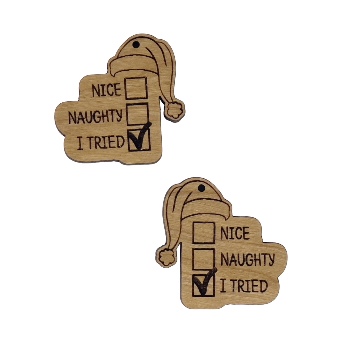 Christmas Earring Blank, Wood Jewelry Findings, Wholesale Earring, Bulk Earring Parts, Finished Wood Dangle Earring, Santa Hat Earring Blank