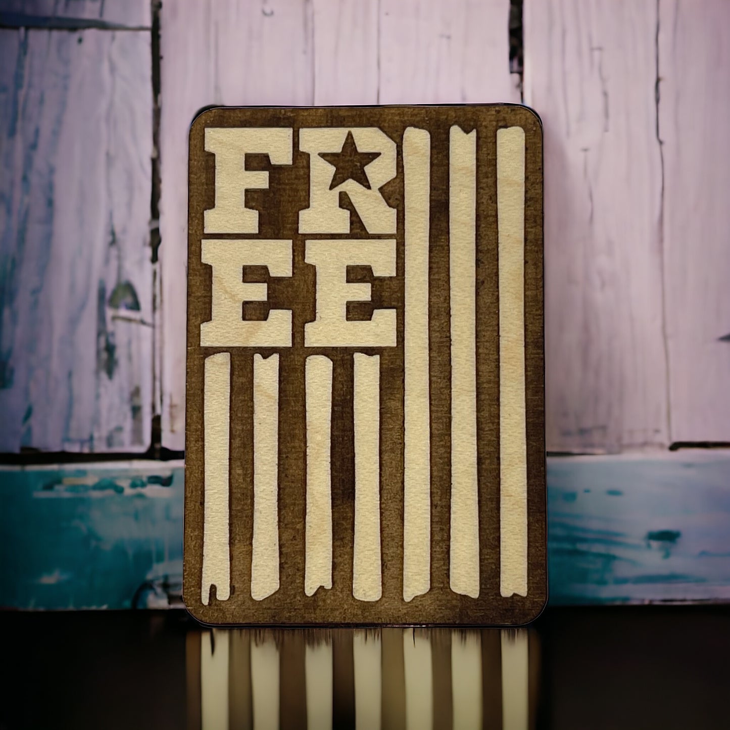 Free Flag Vertical Magnet – Patriotic Rustic Wood Decor
