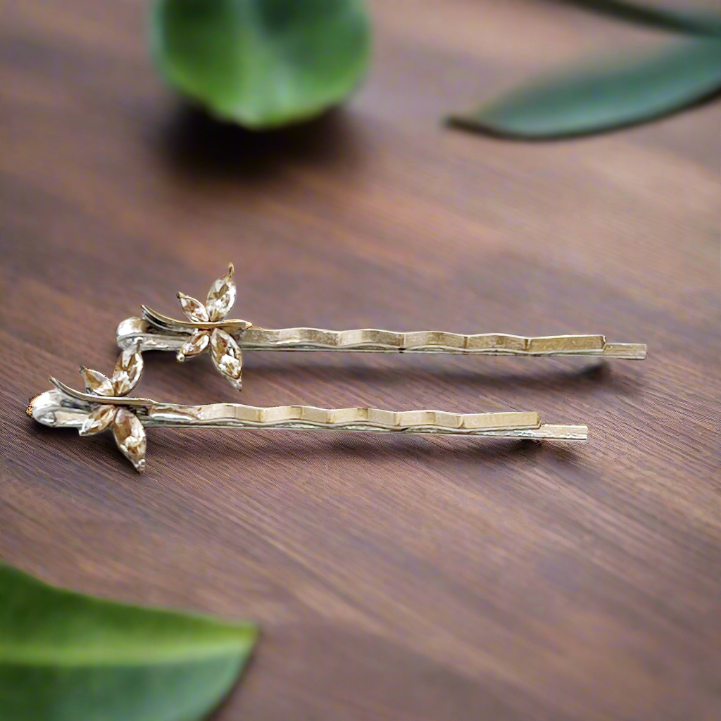 Light Brown Dragonfly Hair Pins - Set of 2 Whimsical Bobby Pins