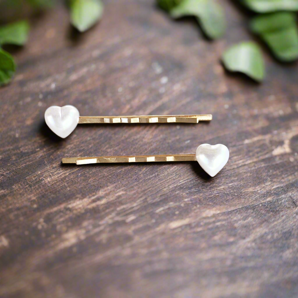White Heart Hair Pins - Romantic Valentine Hair Accessories Set