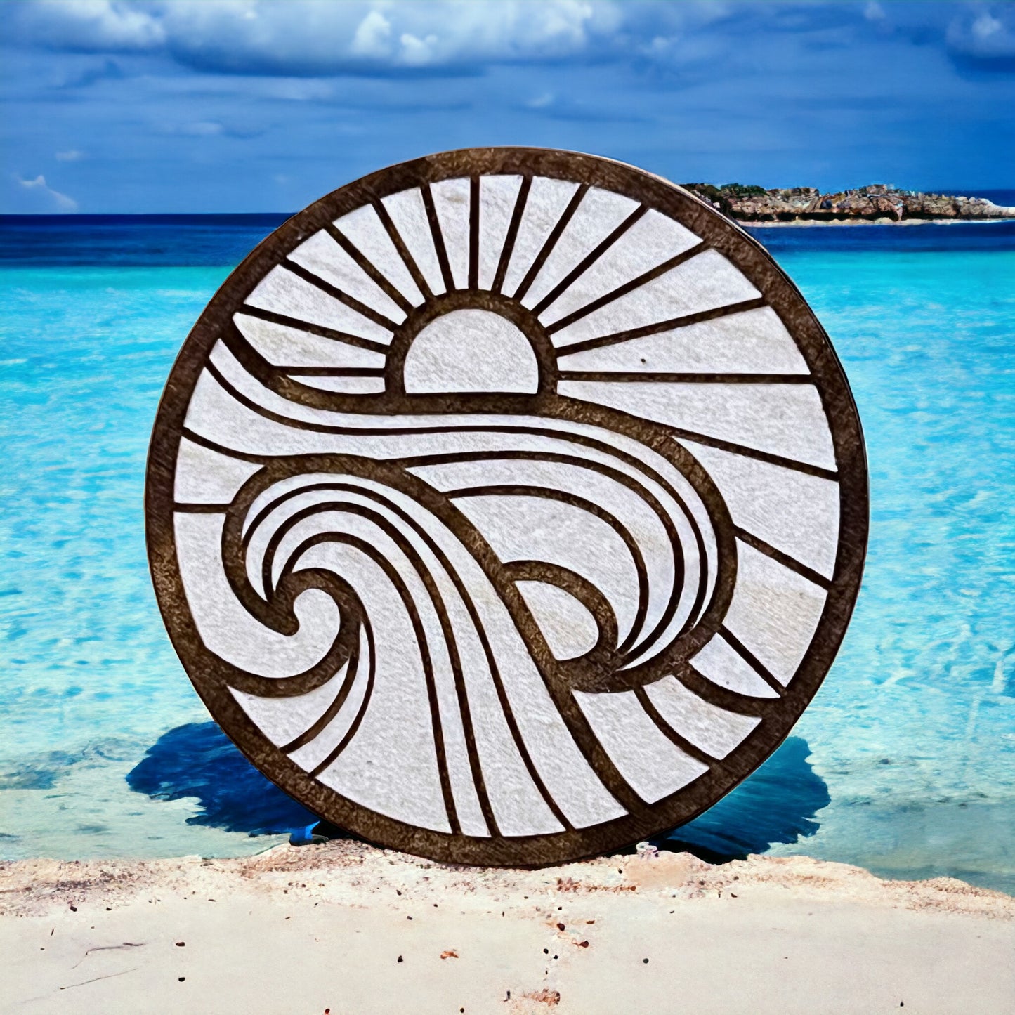 Sunrise Wave Magnet – Coastal Wood Decor for Ocean Lovers