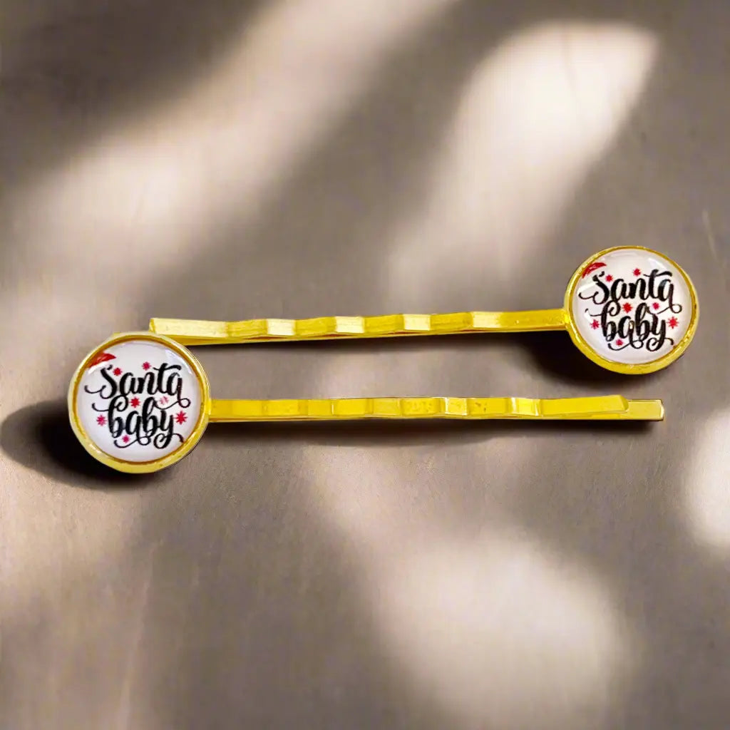 Santa Baby Christmas Holiday Bobby Pins Be Grace Be Love Boutique