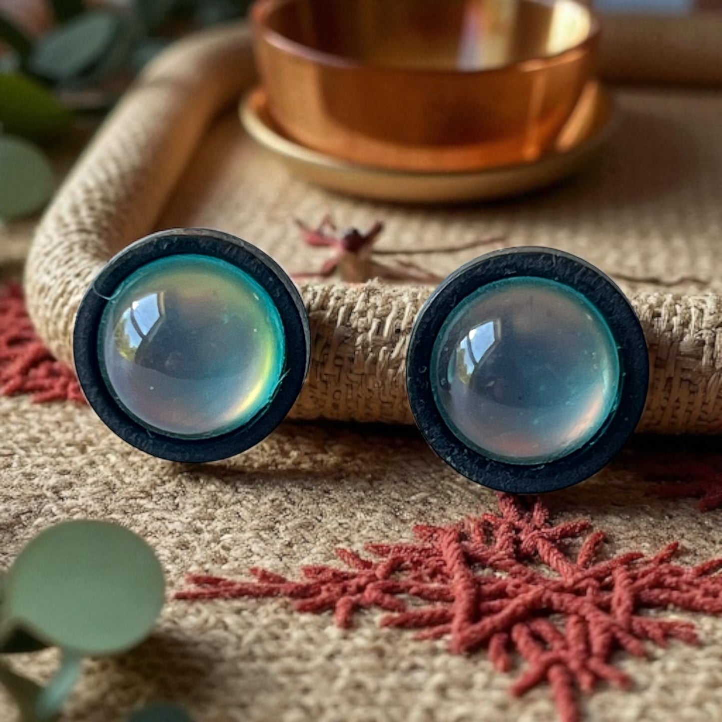 Iridescent Dome Stud Earrings – Bold Handmade Galaxy-Inspired Jewelry