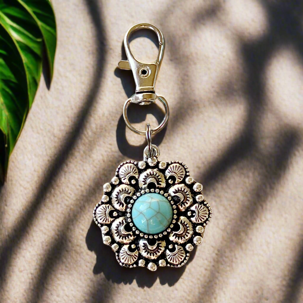 Charm para bolso con tirador de cremallera y color turquesa occidental