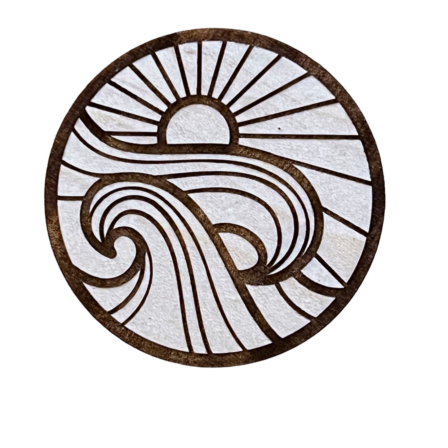 Sunrise Wave Magnet – Coastal Wood Decor for Ocean Lovers