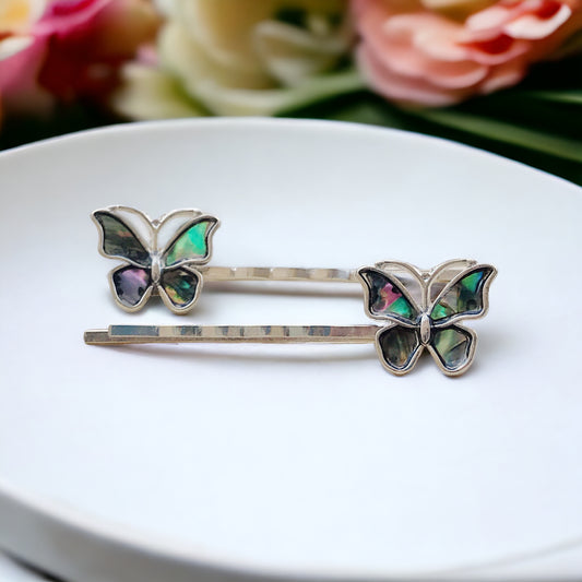 Natural Abalone Shell Butterfly Hair Pins - Elegant Women's Hair Accessories