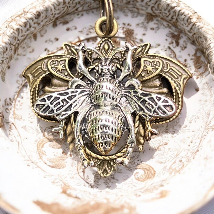 Gothic Bee Purse Keychain Charm - Steampunk Accessory