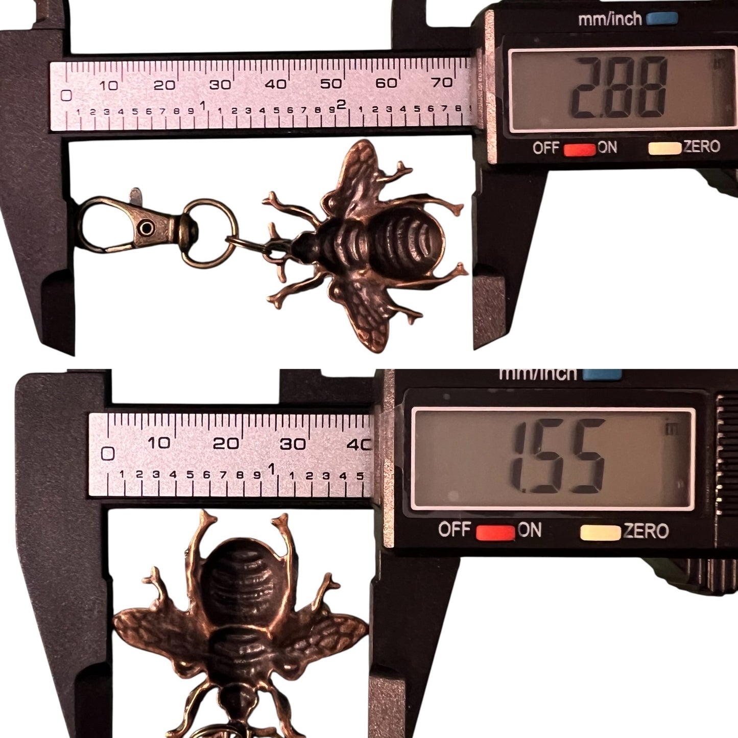 Hand Painted Bee Purse Charm – Vintage Copper Bee Keychain