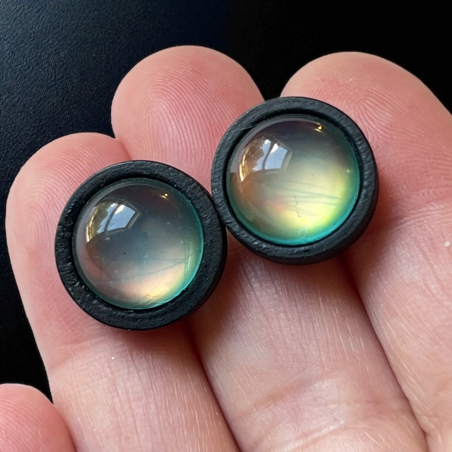 Iridescent Dome Stud Earrings – Bold Handmade Galaxy-Inspired Jewelry