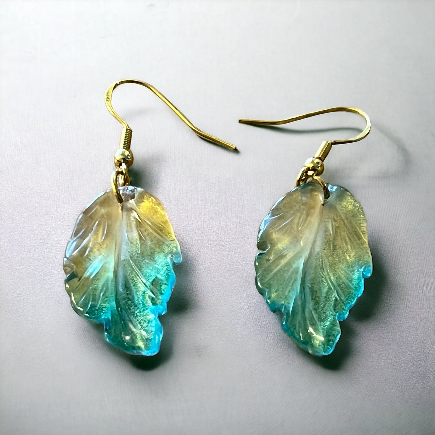 Czech Glass Leaf Earrings – Boho Nature-Inspired Dangles