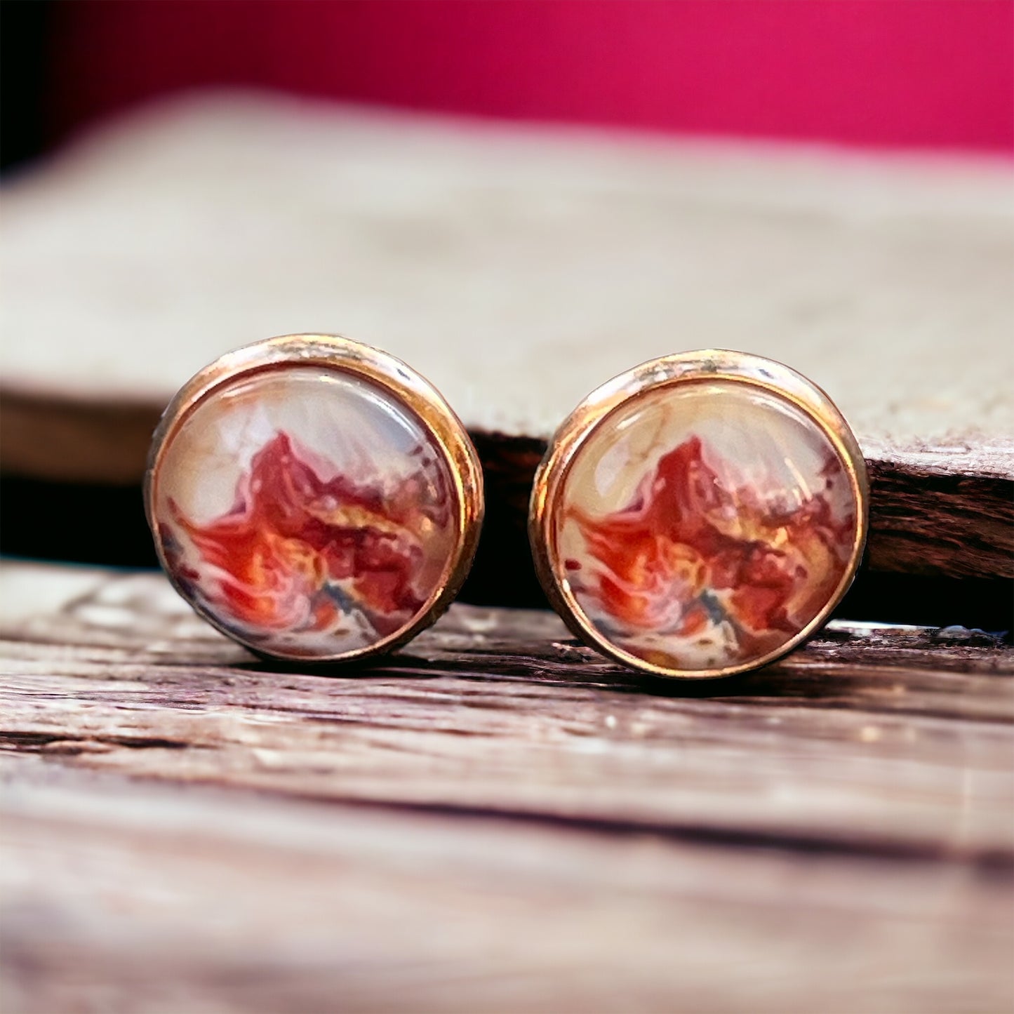 Pink Watercolor Rose Gold Stud Earrings: Elegant & Feminine Touches for Every Occasion