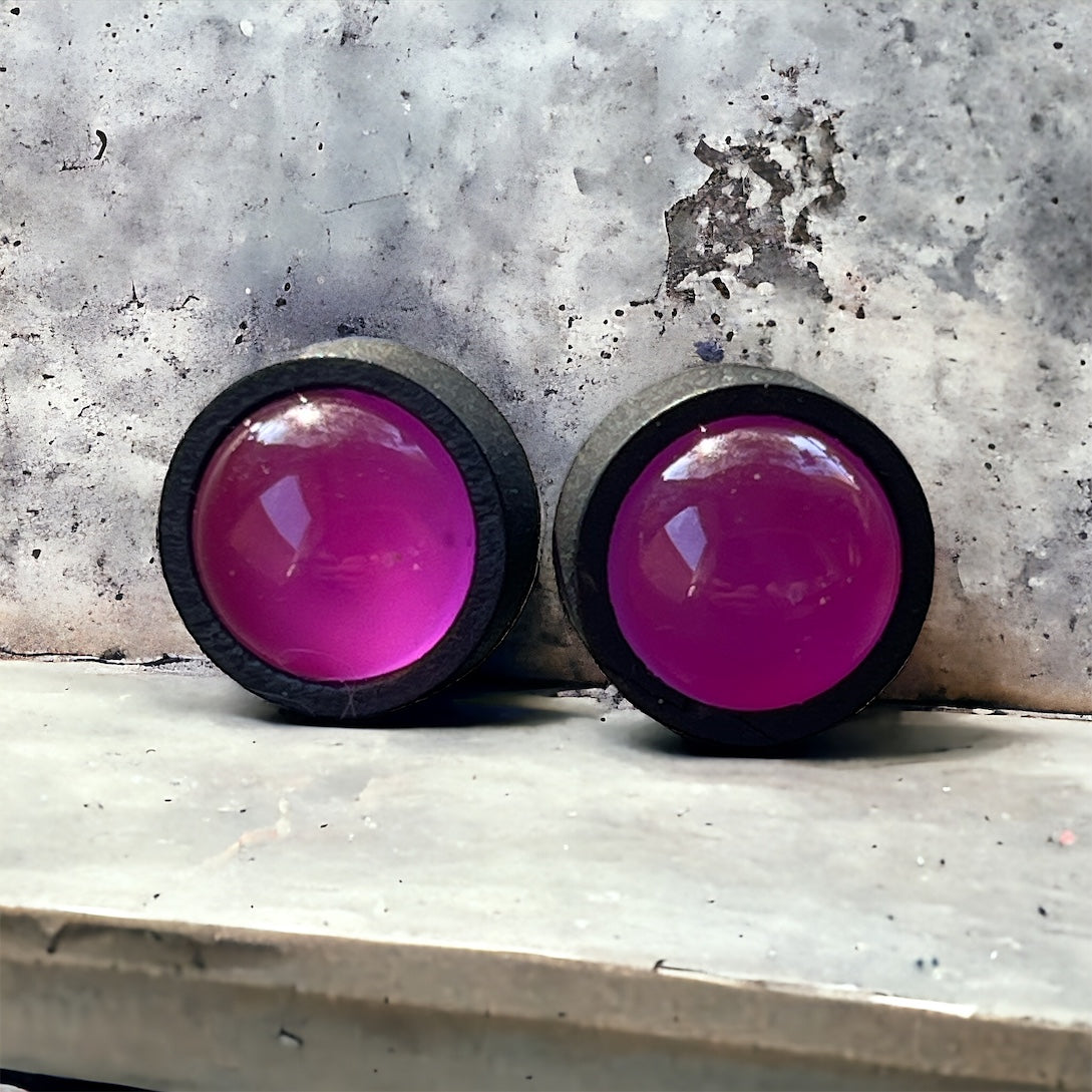 Amethyst Purple Stud Earrings – Handmade Wood & Resin Jewelry