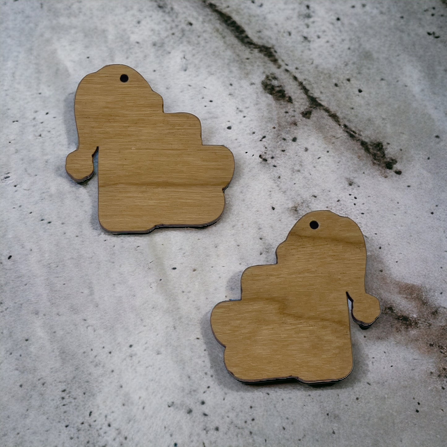 Christmas Earring Blank, Wood Jewelry Findings, Wholesale Earring, Bulk Earring Parts, Finished Wood Dangle Earring, Santa Hat Earring Blank
