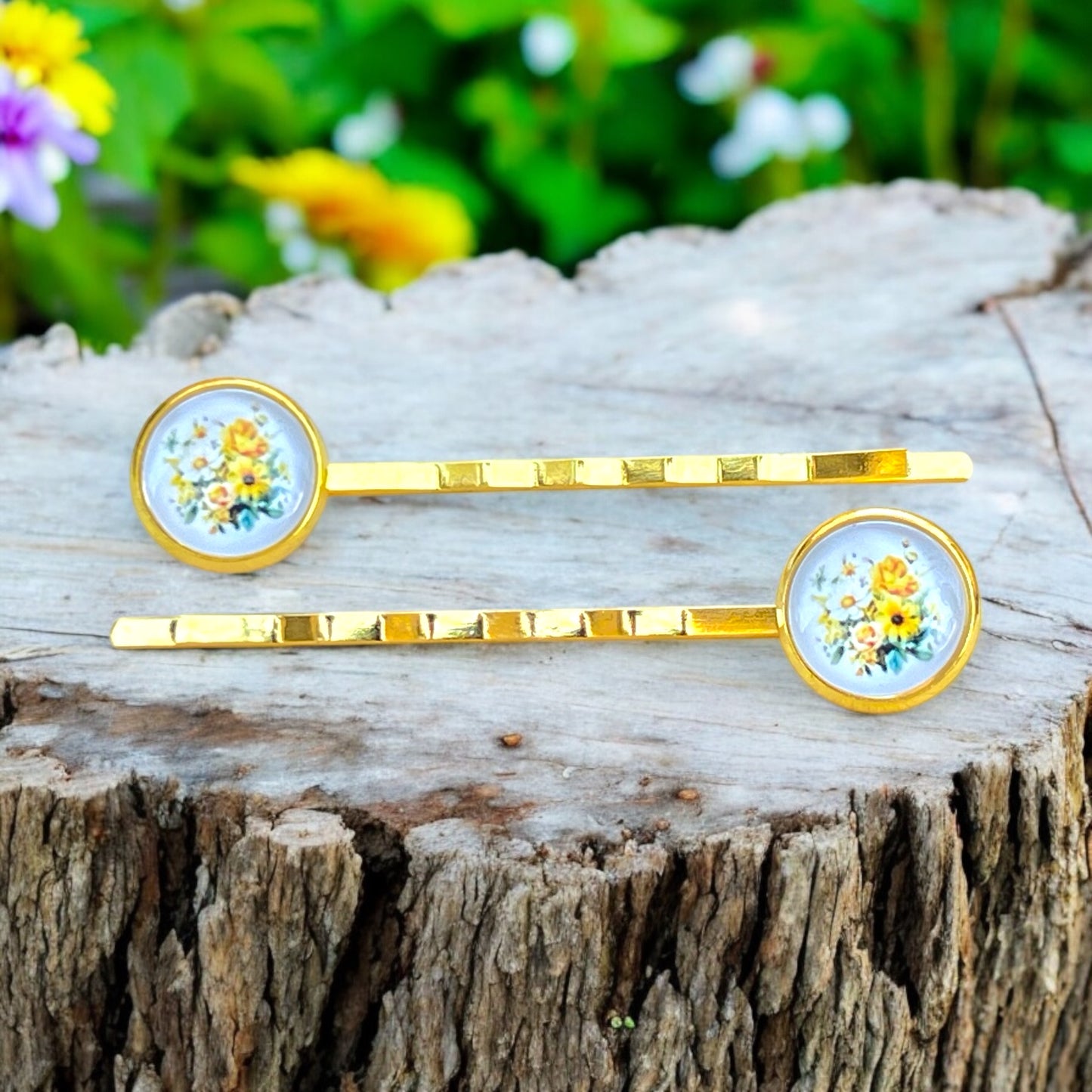 Vintage Floral Hair Pins – Set of 2 Gold Cottagecore Accessories