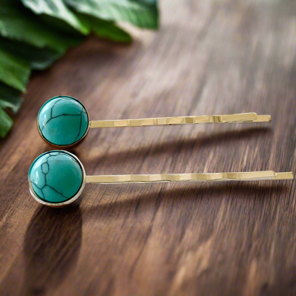 Boho Western Turquoise Silver Hair Pins - Western Accessories