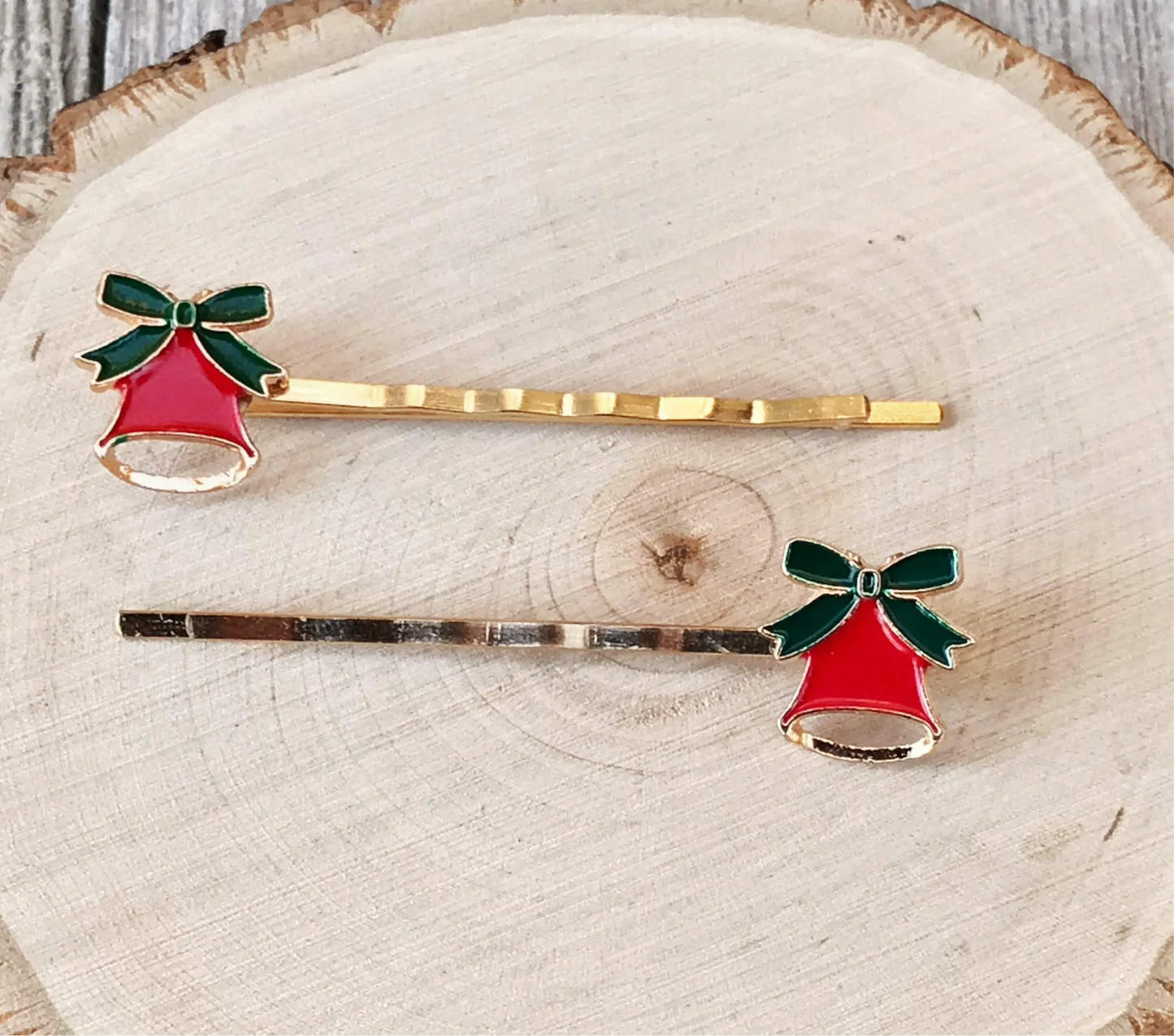 Red Bell Christmas Bobby Pins - Festive Holiday Accessories Be Grace Be Love Boutique