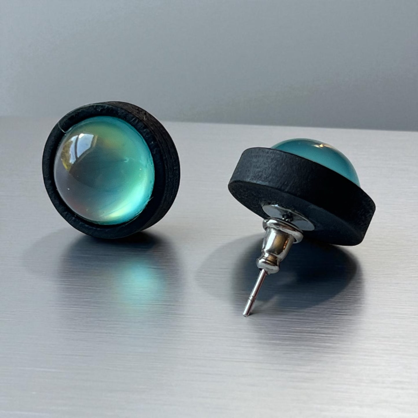 Iridescent Dome Stud Earrings – Bold Handmade Galaxy-Inspired Jewelry