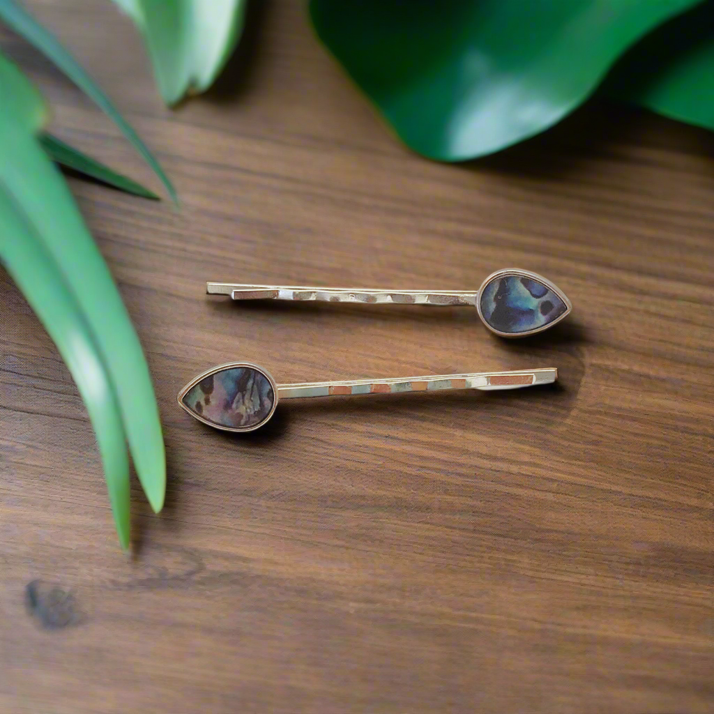 Teardrop Abalone Hair Pins