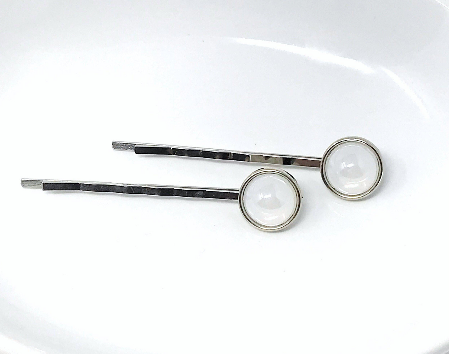 Alfileres de pelo de círculo blanco, alfileres de pelo para mujeres, alfileres formales de Bobby, alfileres de pelo para niñas, alfileres de pelo elegantes