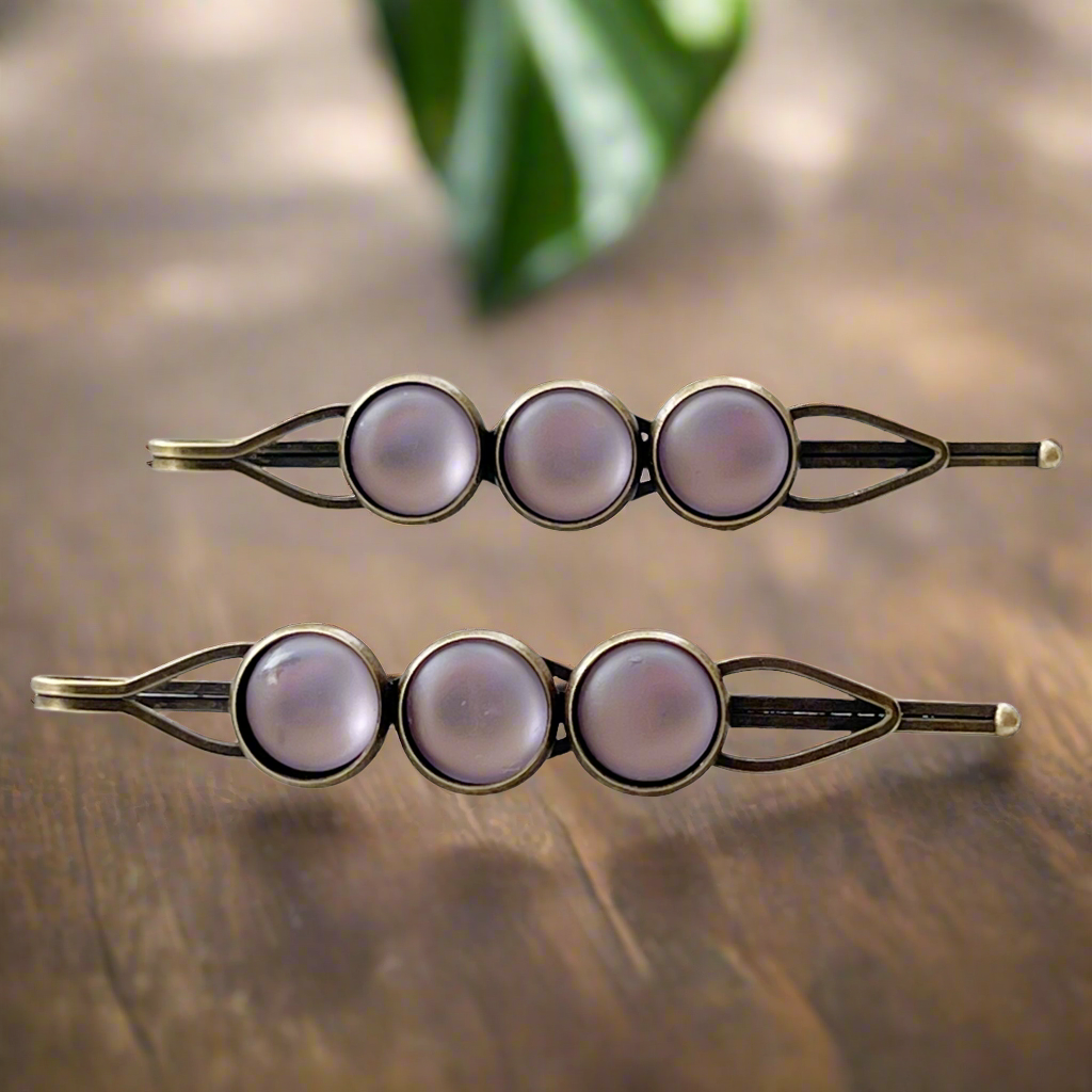 Satin Purple Rhinestone Hair Pins - Decorative Women’s Bobby Pins