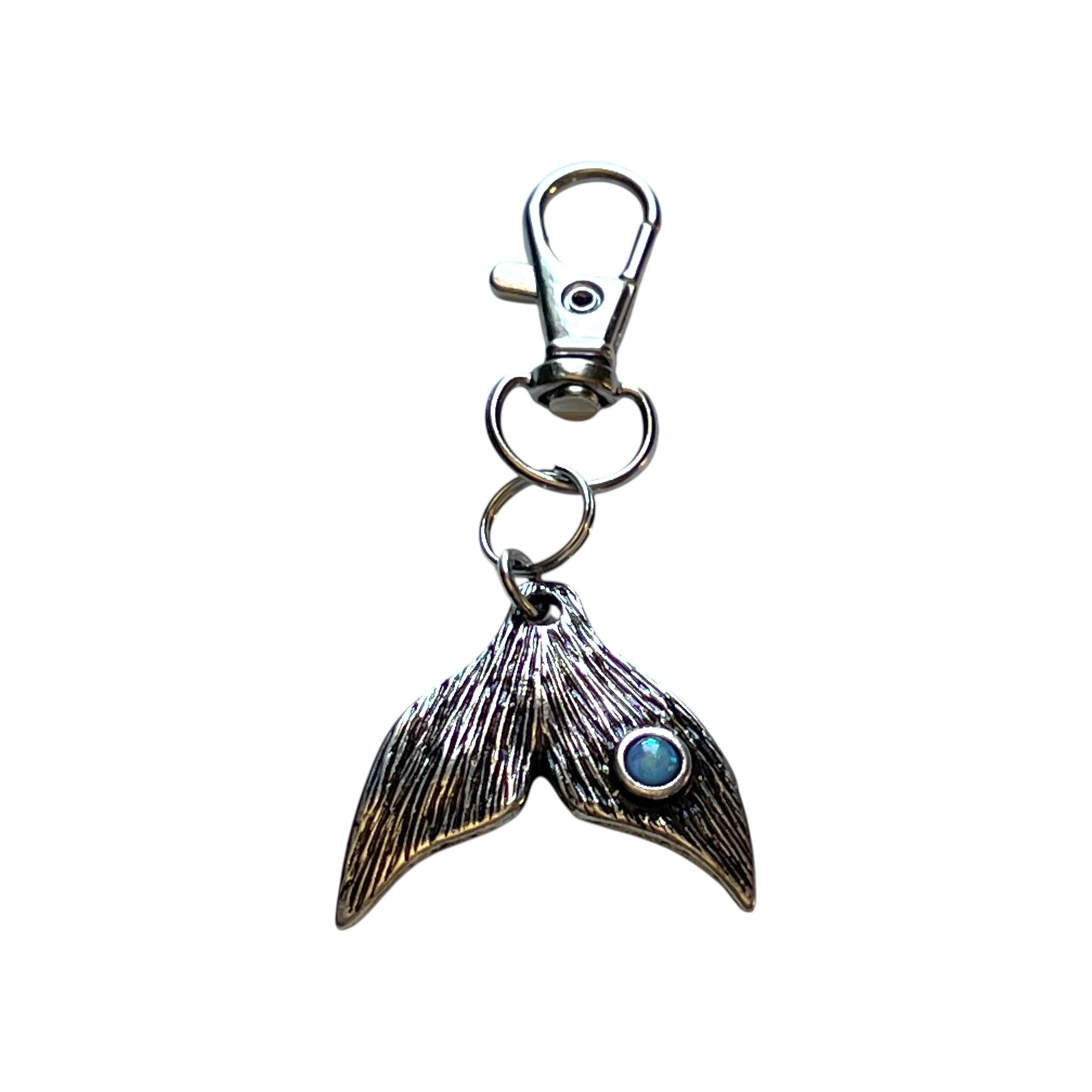 Whale Tail Purse Charm – Nautical Ocean Keychain with Blue Gem