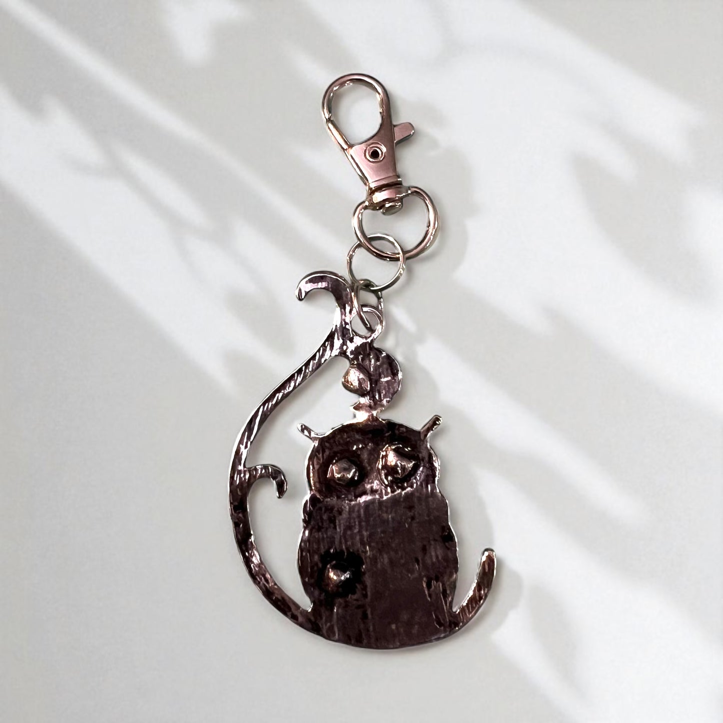 Steampunk Owl Purse Charm – Mixed Metal Gear Keychain