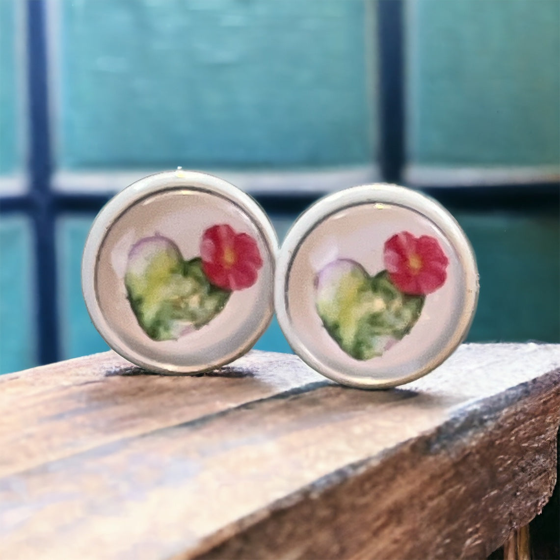 Cactus Stud Earrings – White Southwest Botanical Jewelry