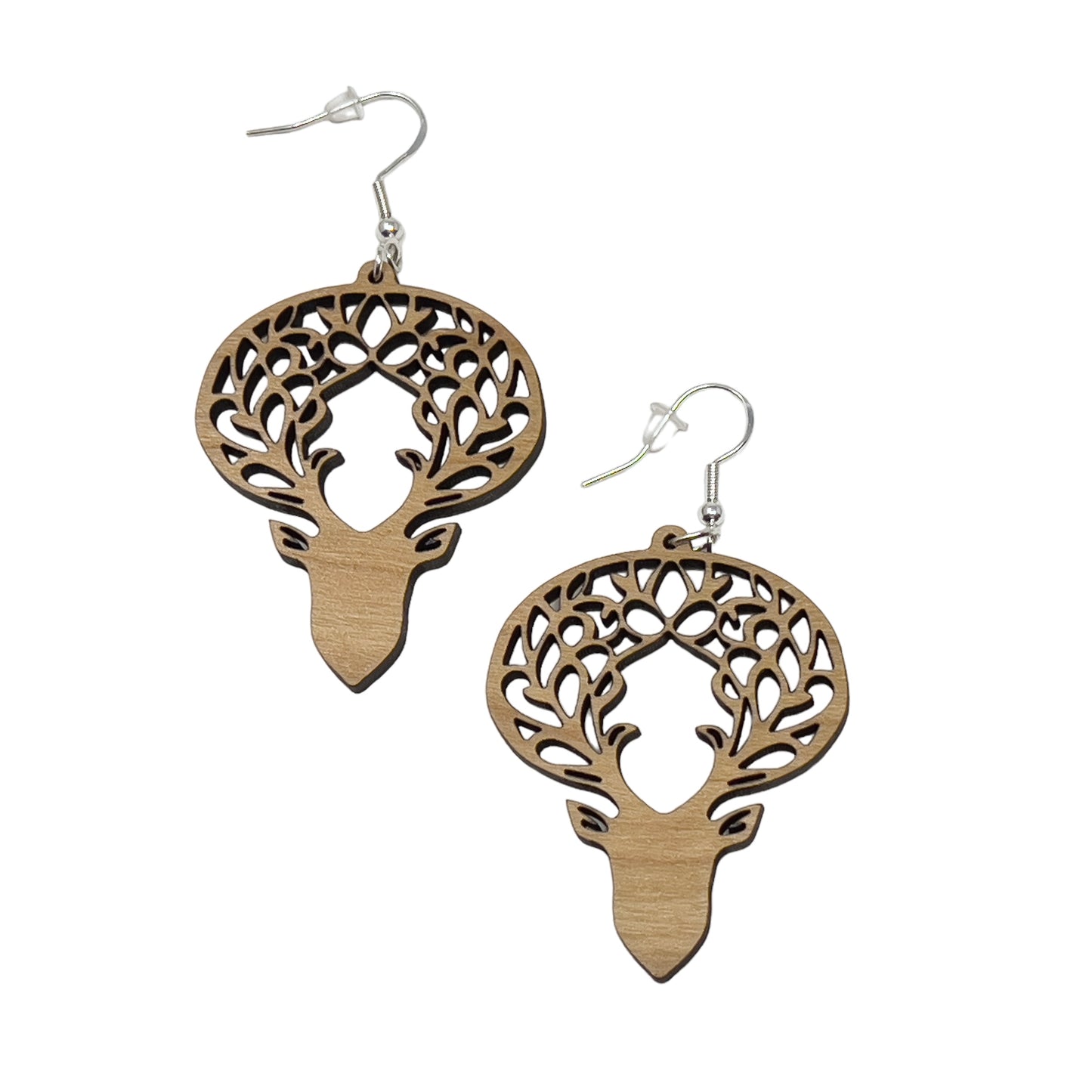 Woodland Deer Antler Earrings – Intricate Boho Forest Jewelry in Wood