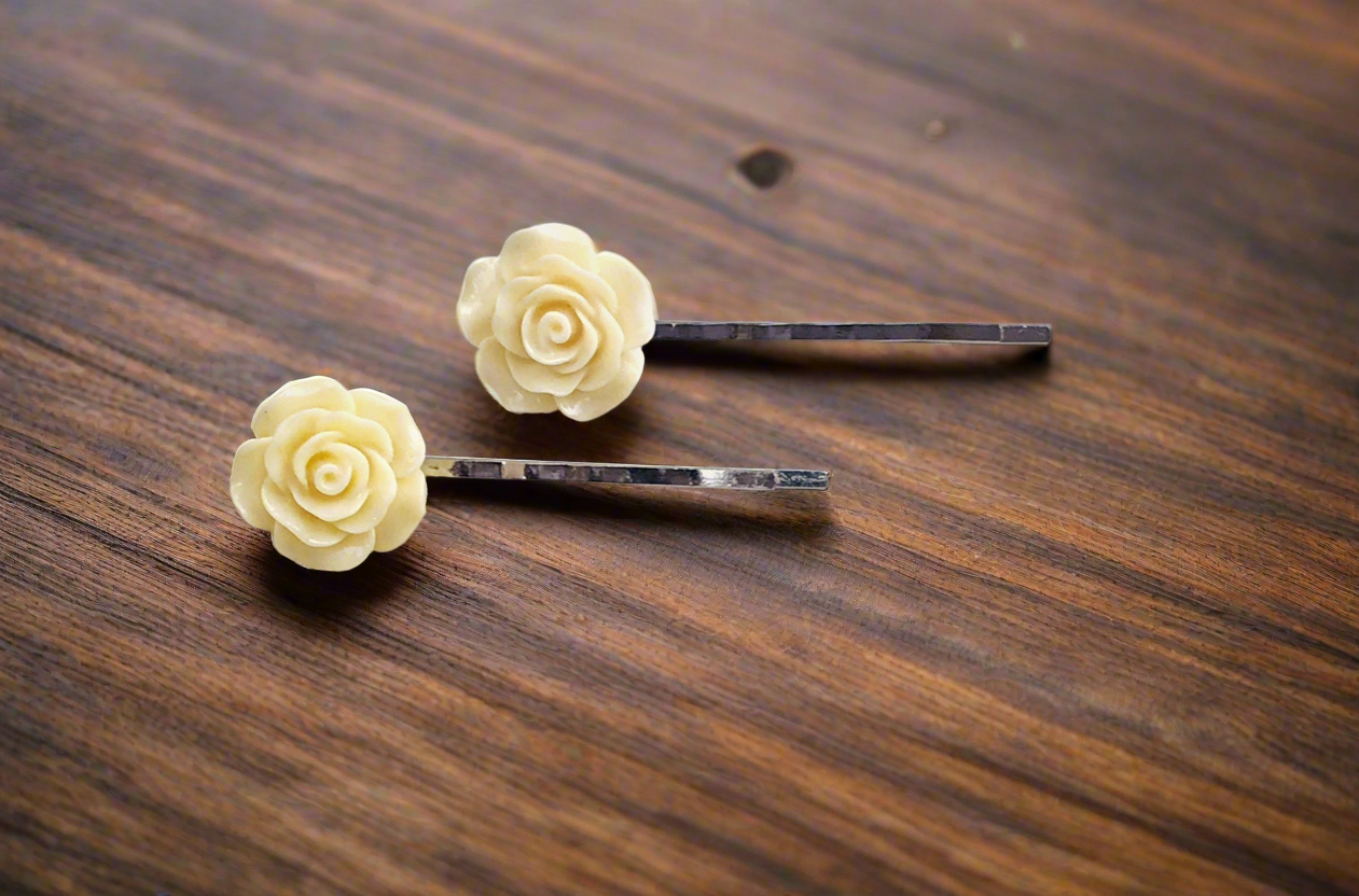 Yellow Flower Hair Pins - Delicate and Elegant Accessories