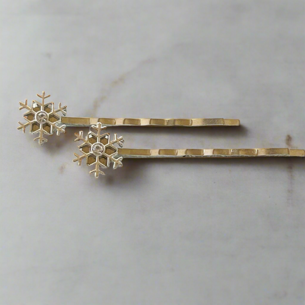 Snowflake Hair Pins – Crystal Silver Winter Boho Hair Clips