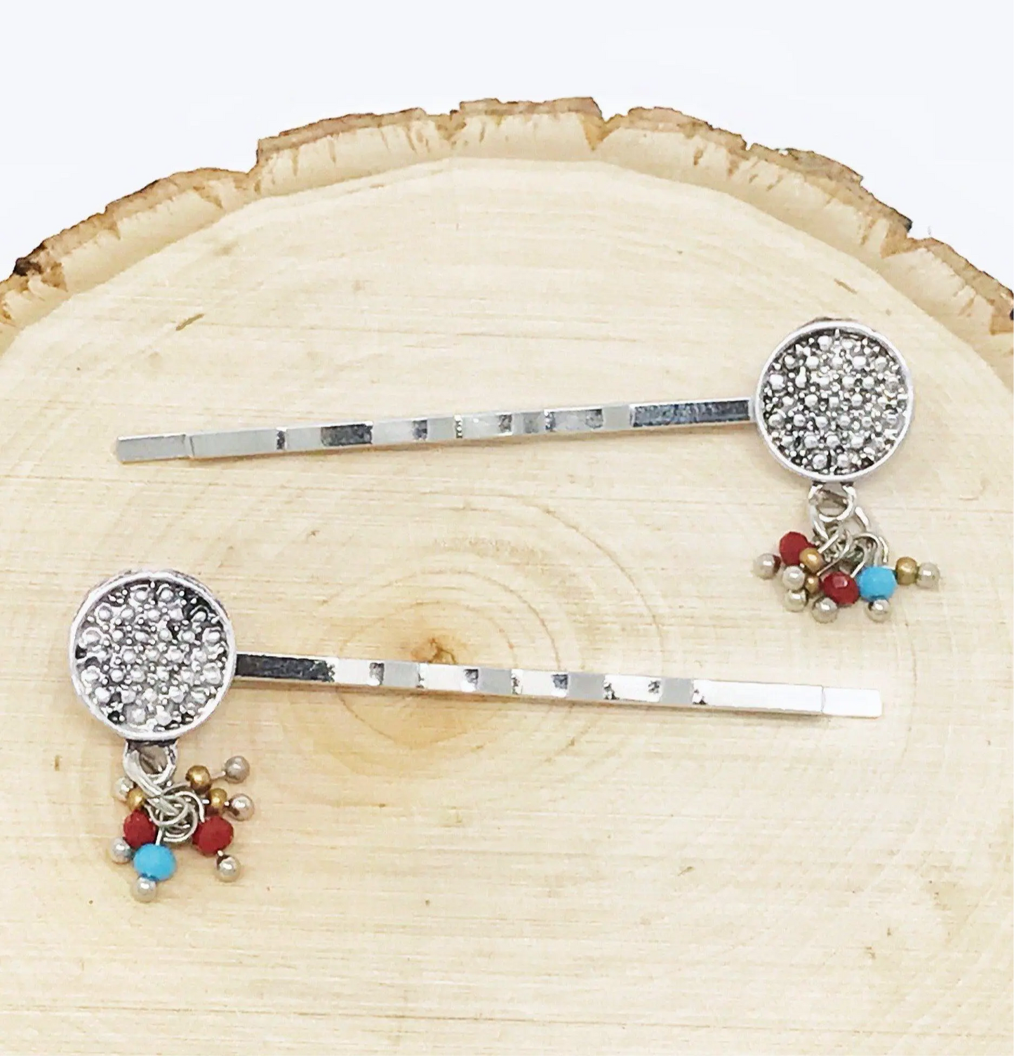 Medallion Hair Pins with Beaded Accents - Western Bobby Pins Be Grace Be Love Boutique