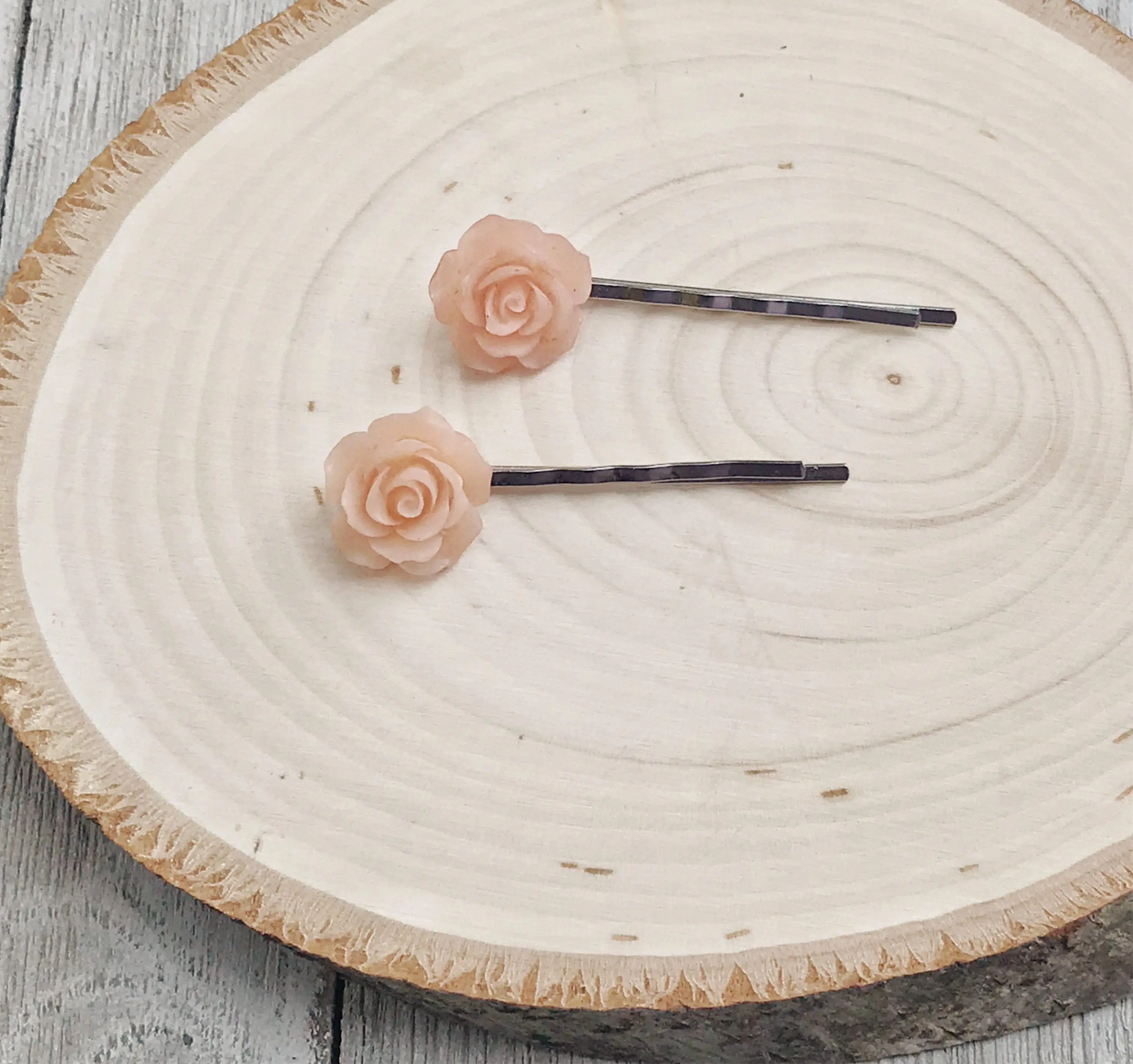 Peach Flower Hair Pins - Boho Floral Bobby Pin Set of 2 Be Grace Be Love Boutique
