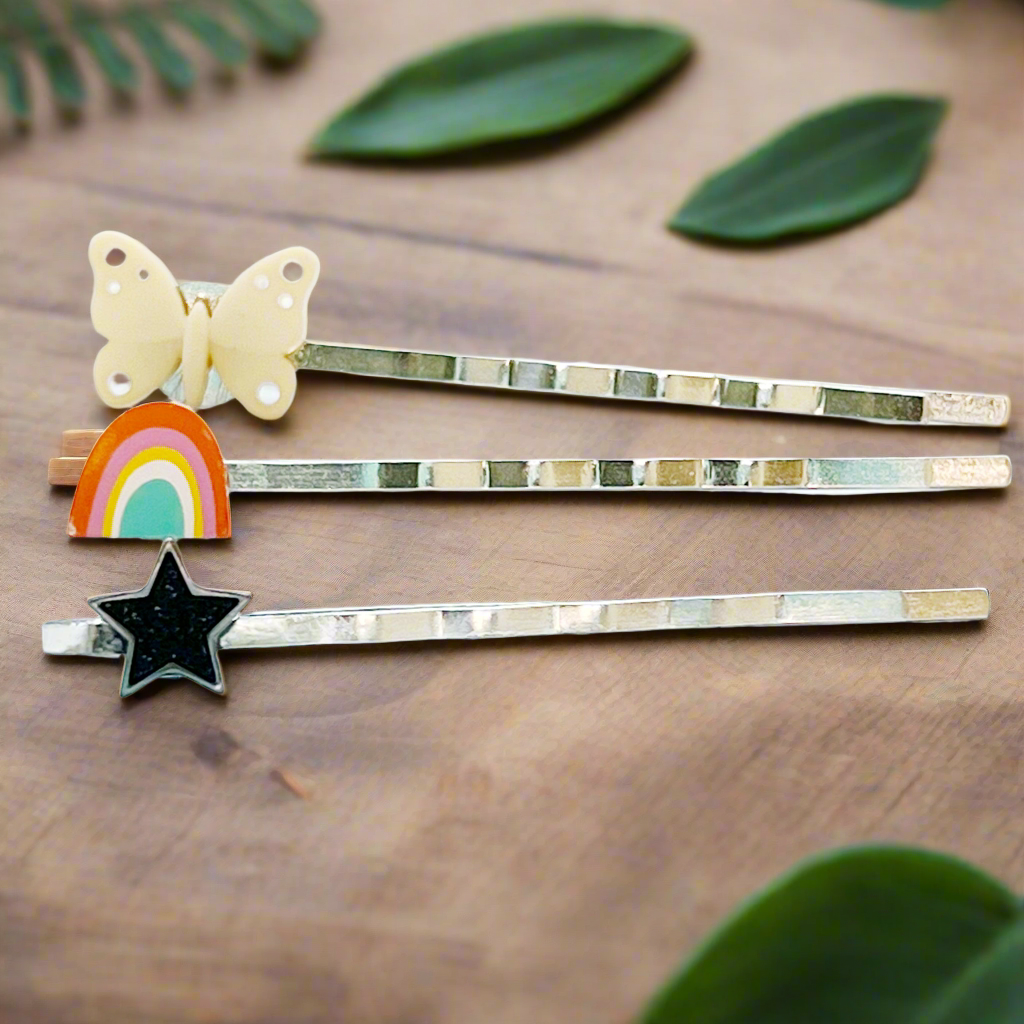 Butterfly, Star & Rainbow Hair Pins - Whimsical Hair Accessories