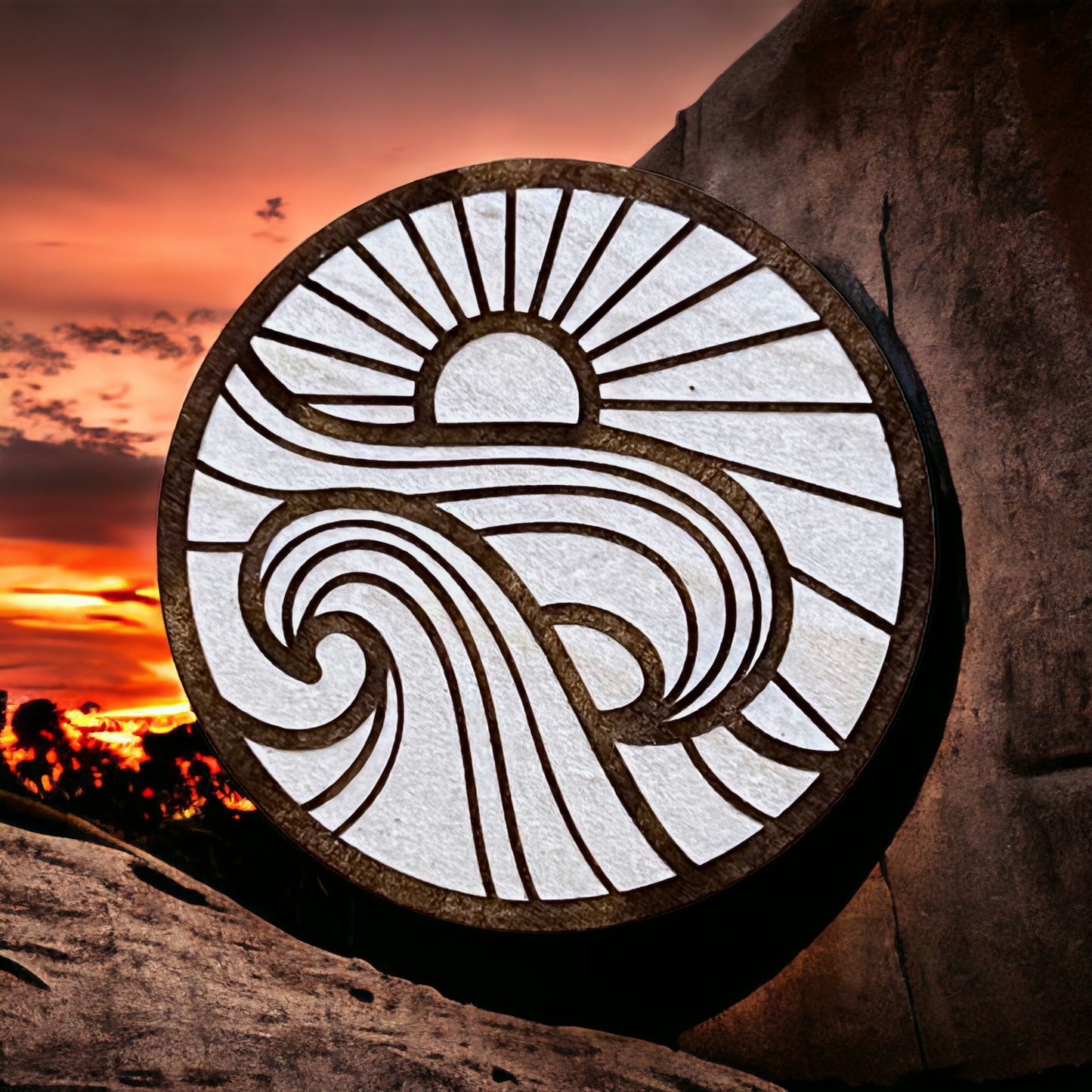 Sunrise Wave Magnet – Coastal Wood Decor for Ocean Lovers