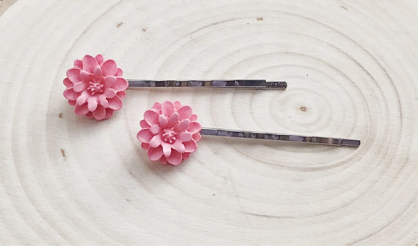 Pink Flower Hair Pin - Bridal Hair Accessories - Boho Bobby Pins Be Grace Be Love Boutique