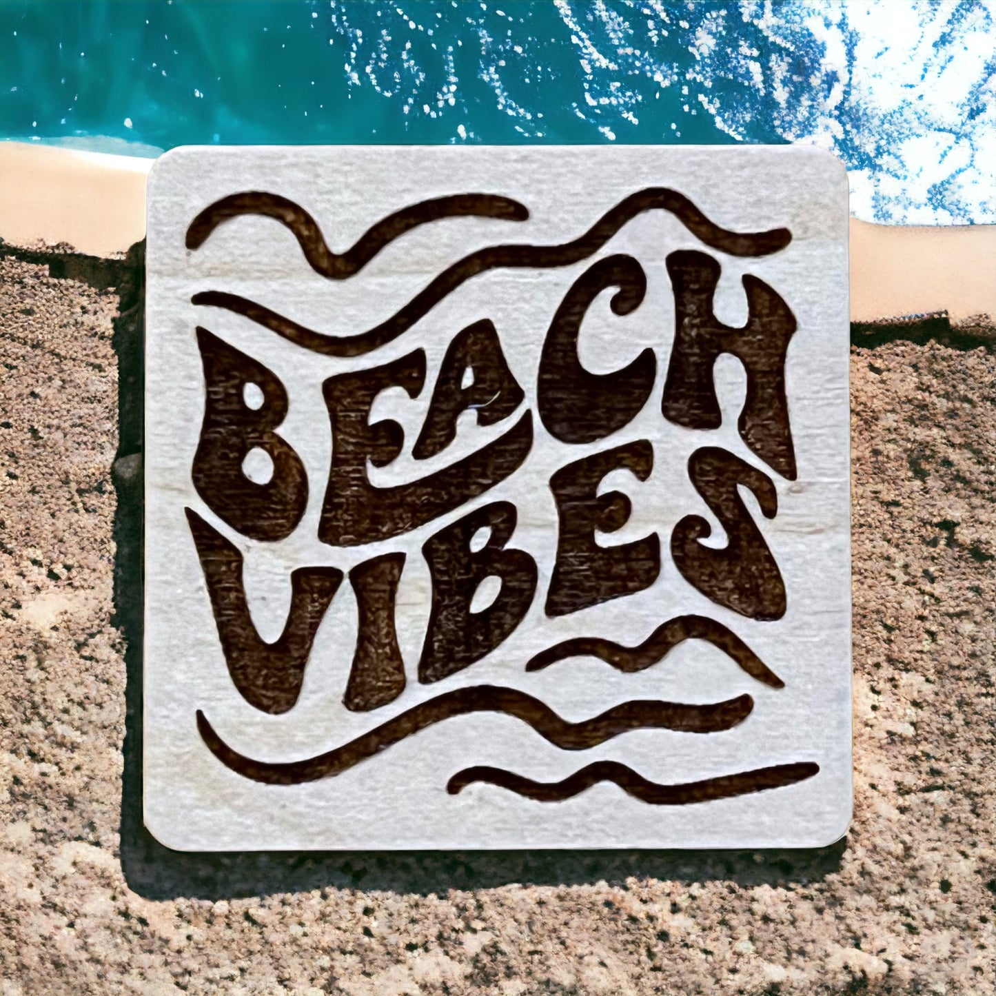 Beach Vibes Magnet – Coastal Boho Wood Decor for Summer Lovers