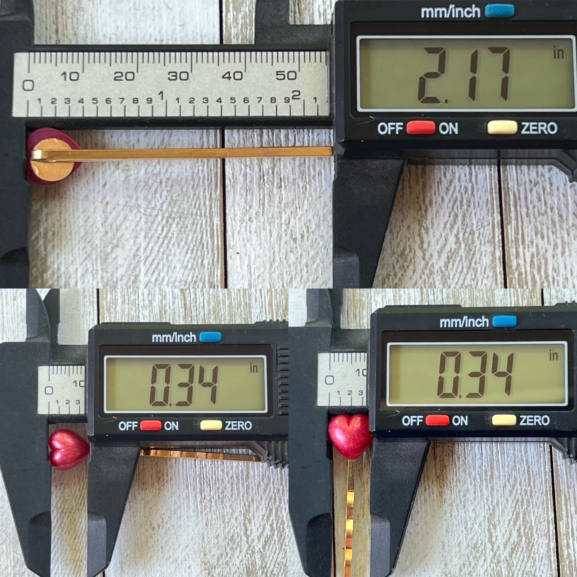 Pearlescent Heart Hair Pins – Gold Bobby Pin Set with Glossy Pastel Accents