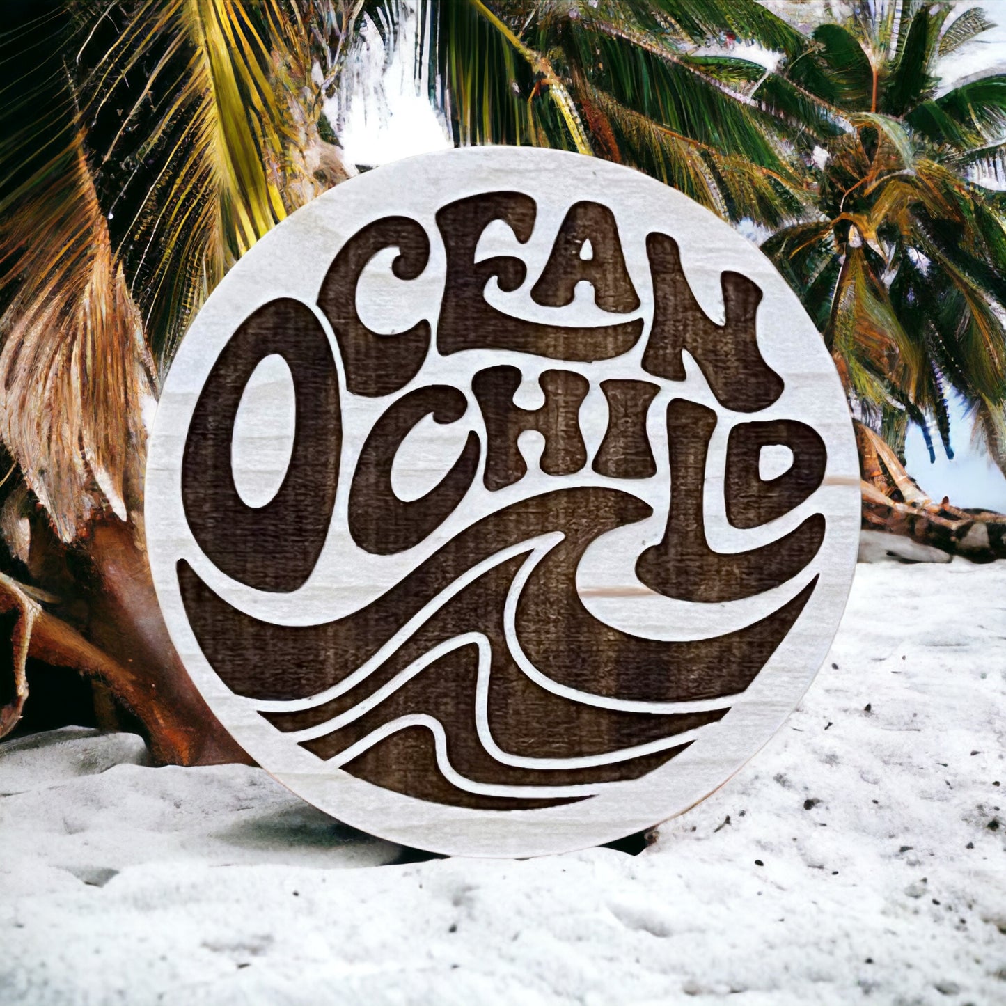 Ocean Child Magnet – Round Wood Beach Decor for Free Spirits & Ocean Lovers
