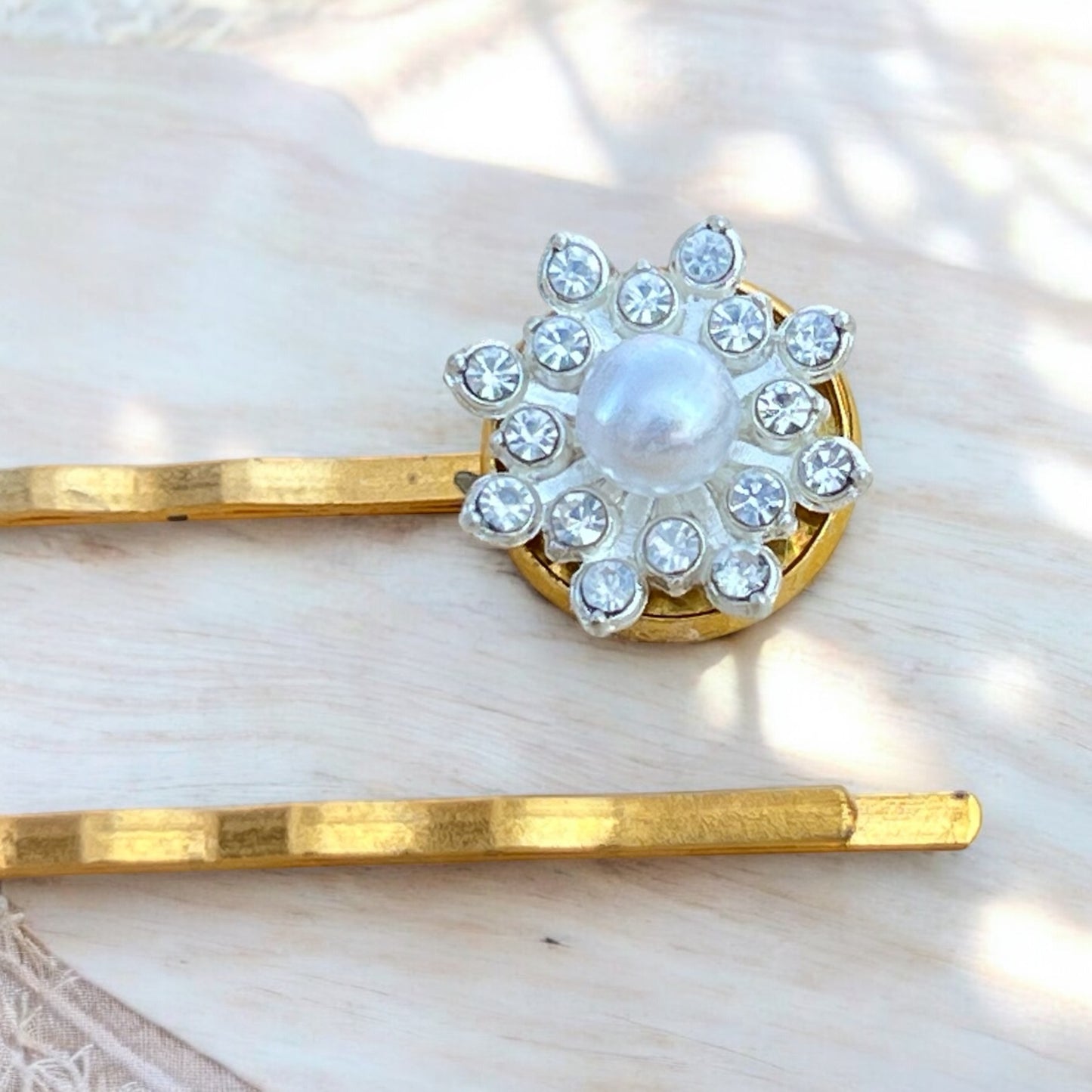 Gold Pearl Hair Pins – Set of 2 Handmade Bridal Accessories