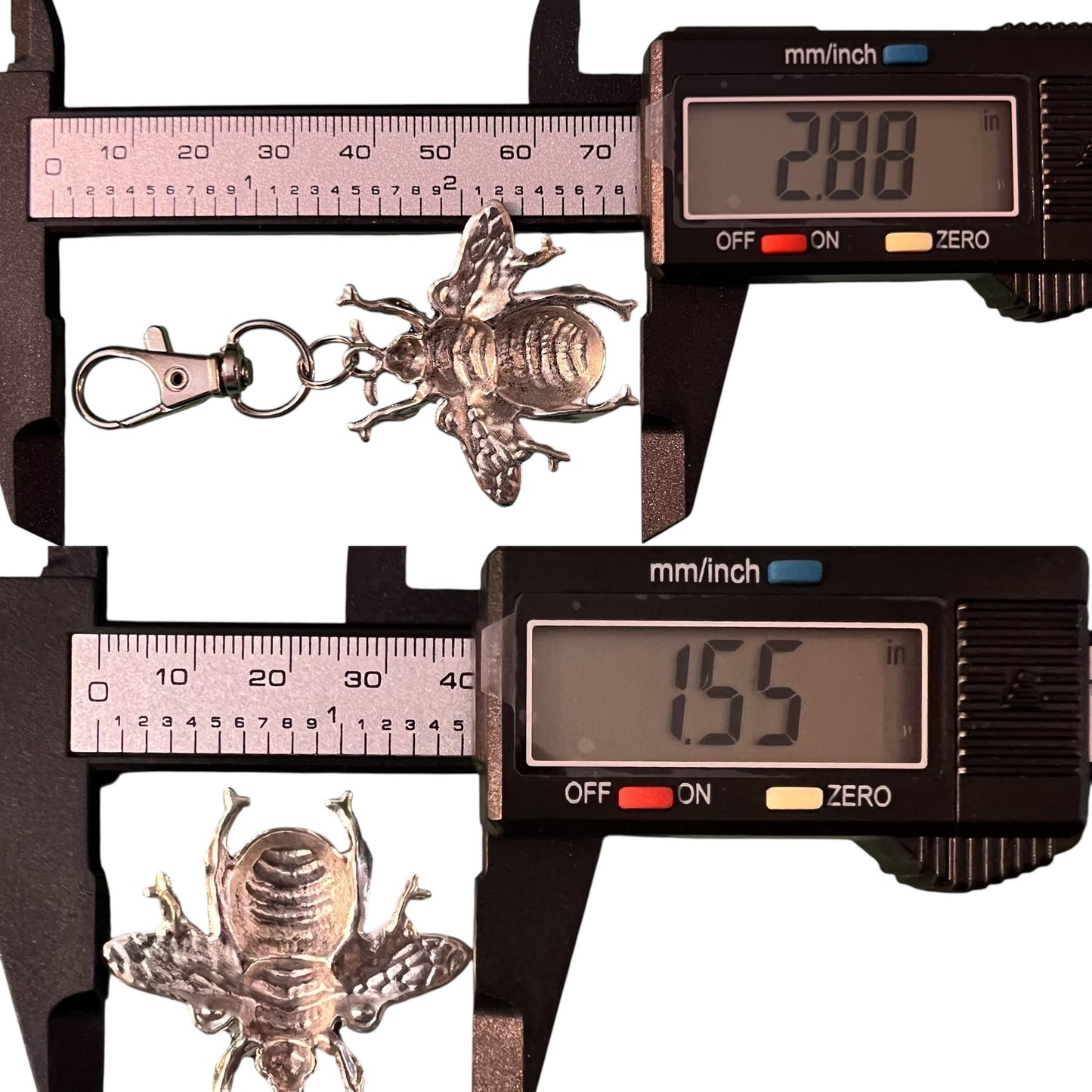 Hand Painted Silver Bee Purse Charm – Nature-Inspired Keychain