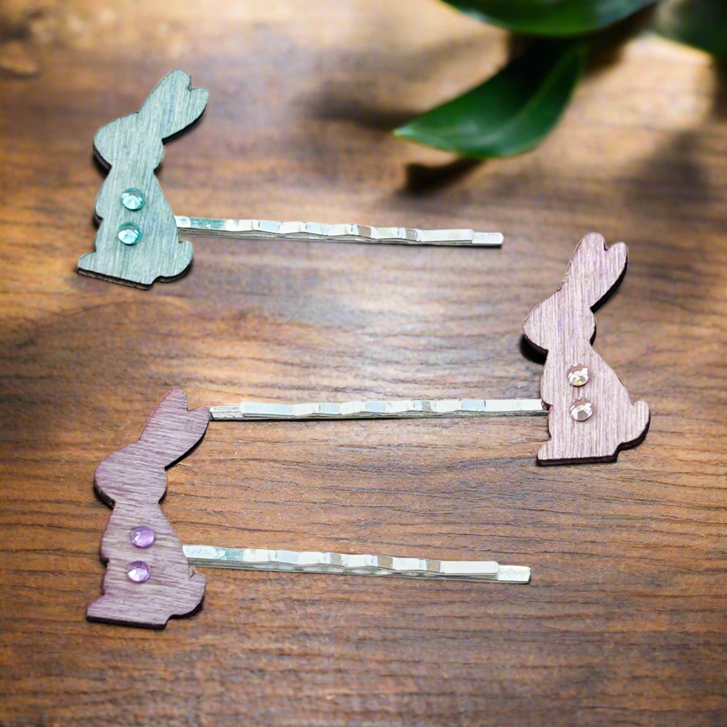 Bunny Rabbit Hair Pins - Easter Hair Accessories Set of 3
