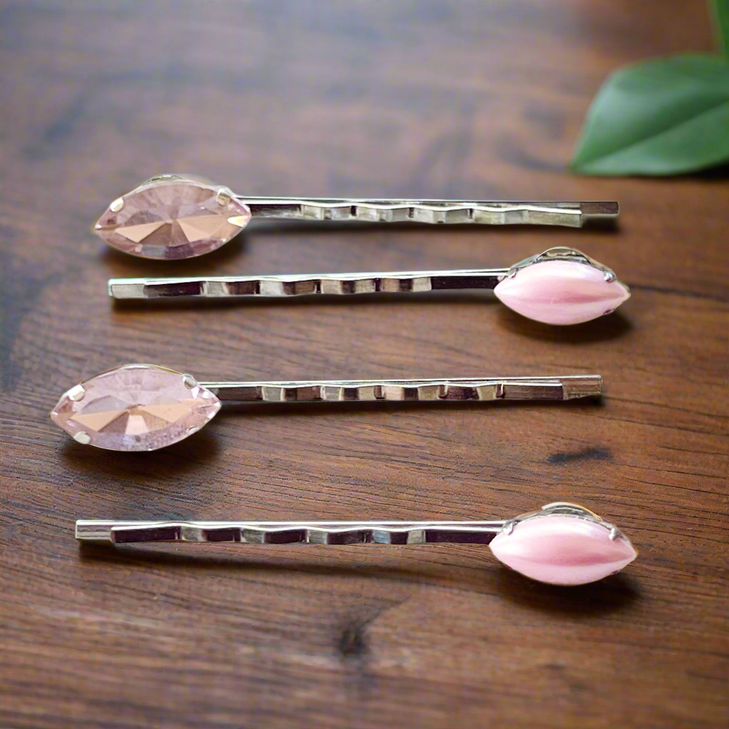 Pink Rhinestone Hair Pins