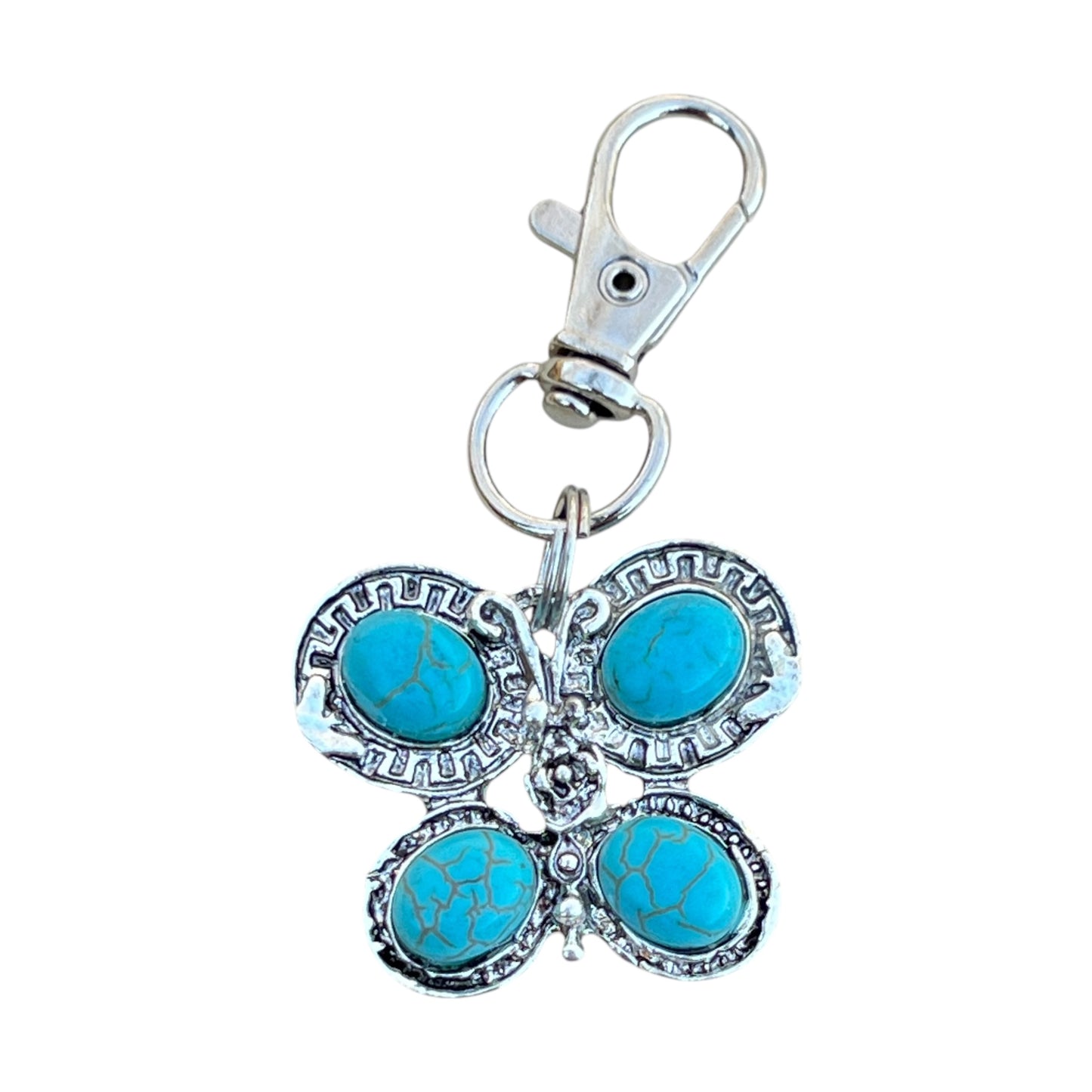 Turquoise Butterfly Keychain – Handmade Boho Bag Charm