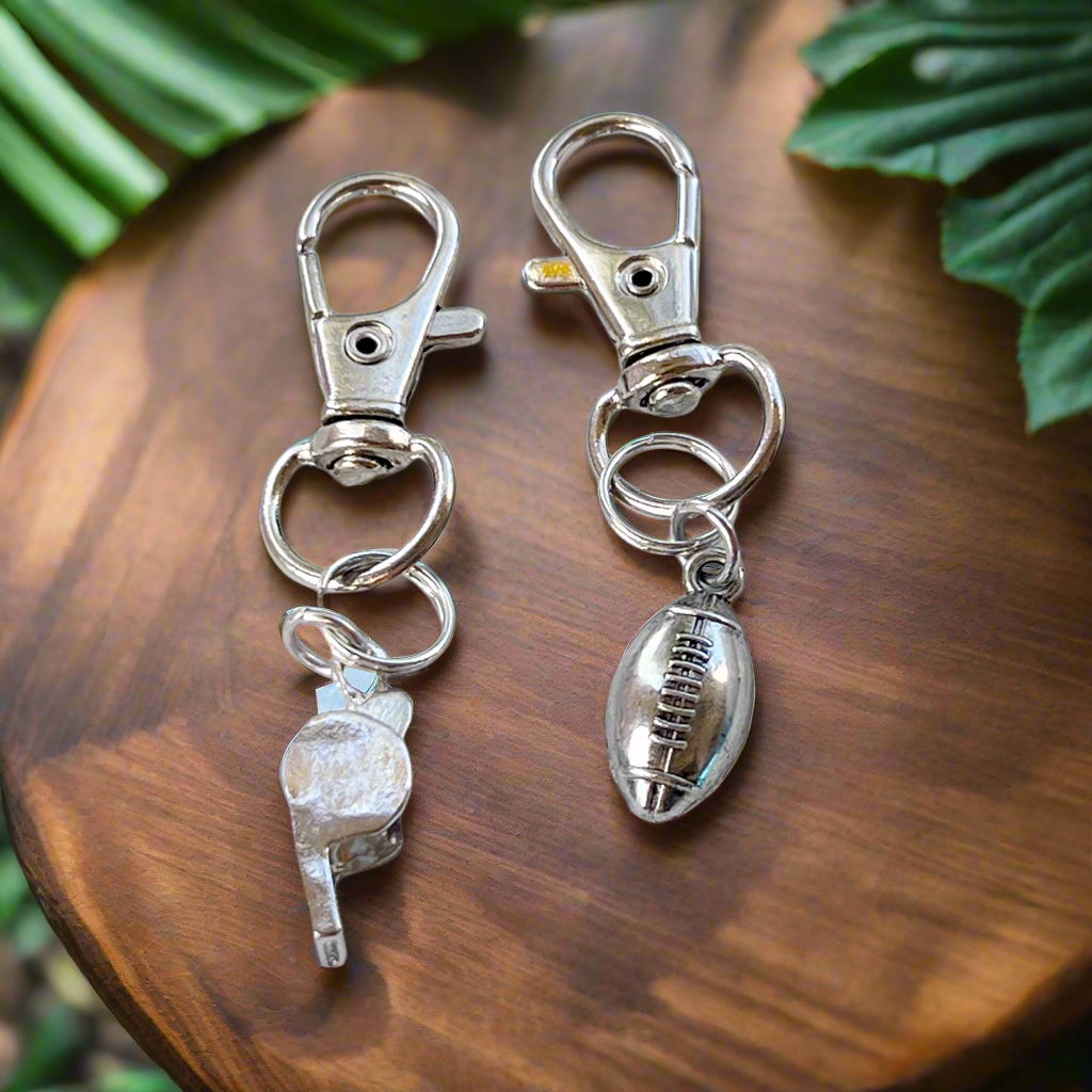 Football Keychain Purse Charm with Whistle