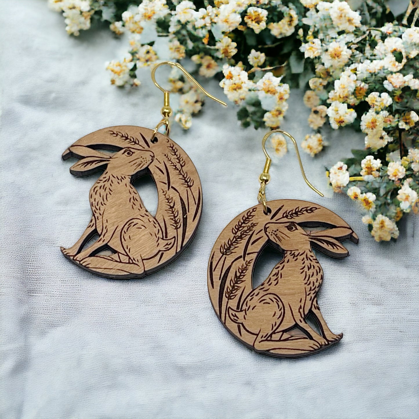 Woodland Rabbit Moon Earrings – Nature-Inspired Boho Forest Jewelry