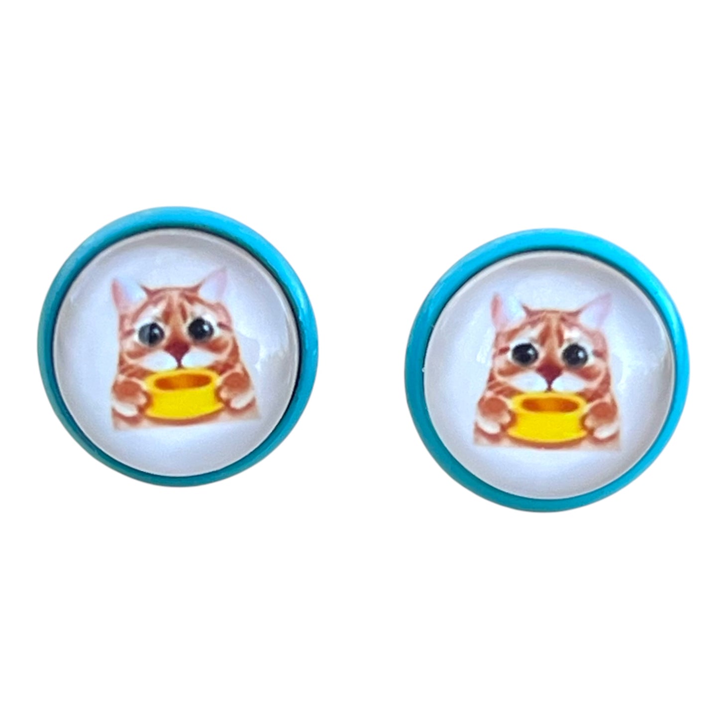 Hungry Cat Stud Earrings – Handmade Kitty Jewelry