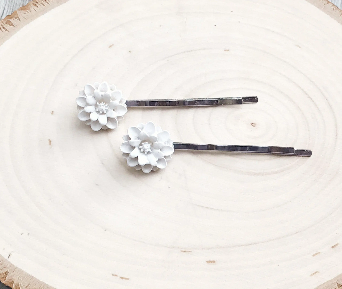 White Rose Hair Pins - Boho Floral Bridal Hair Accessories Set of 2 Be Grace Be Love Boutique