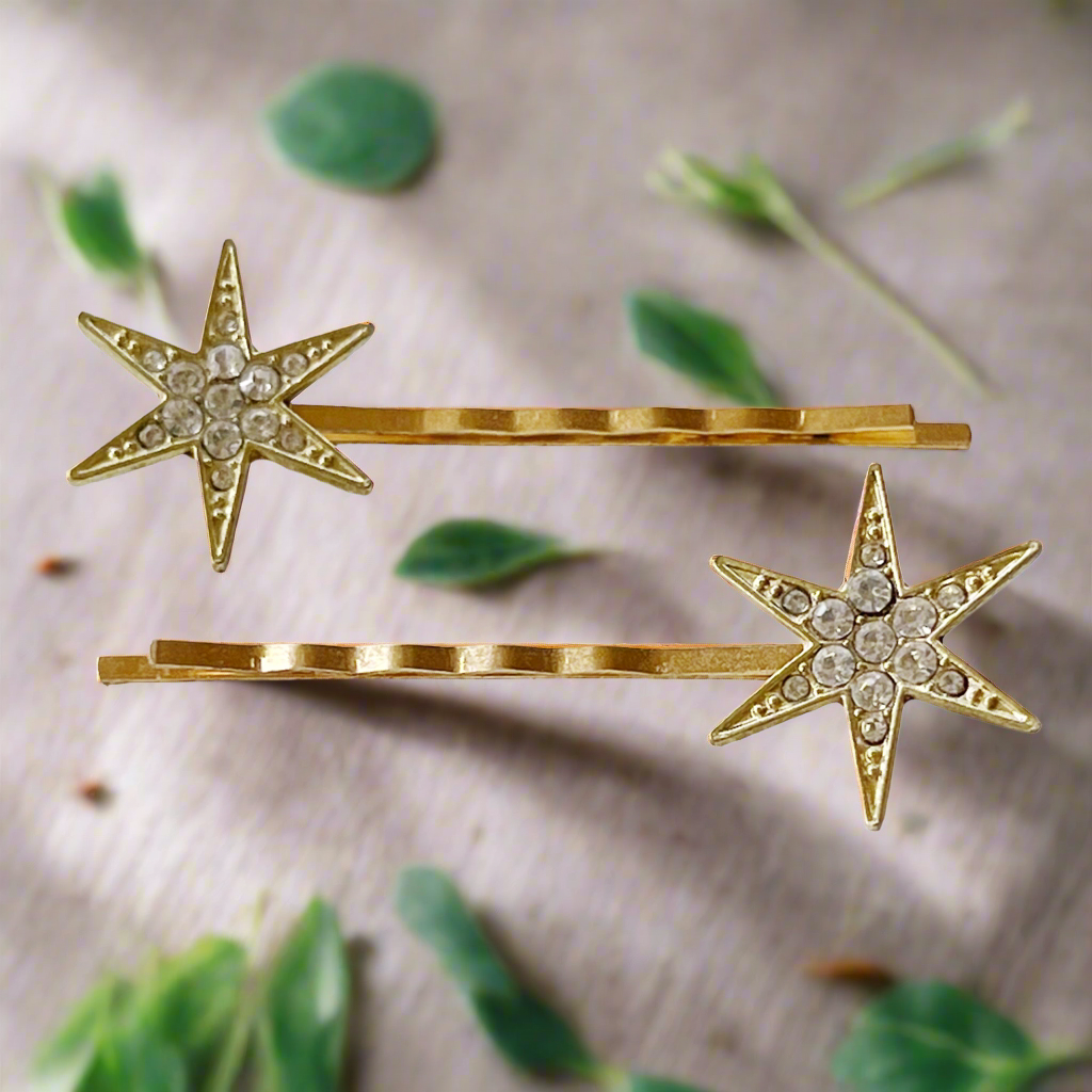 Gold Star Celestial Bobby Pins Winter Hair Pin Set of 2