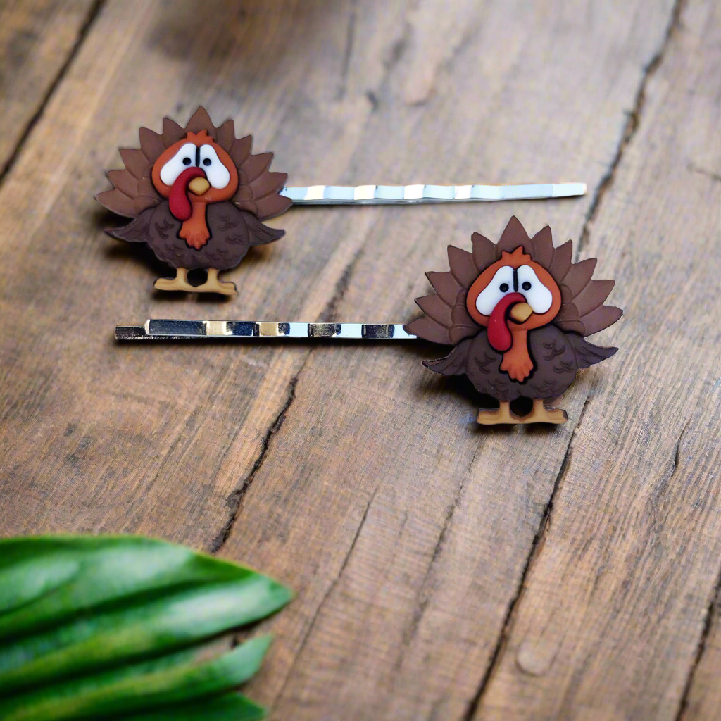 Autumn Turkey Hair Pins - Fall Thanksgiving Bobby Pin Sets
